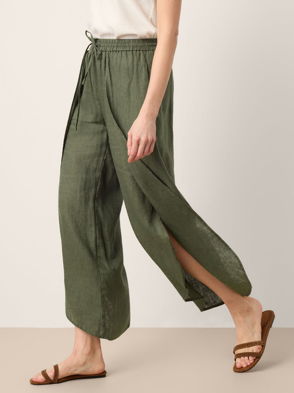 Linen Wide-Leg Drawstring Pants | Haven