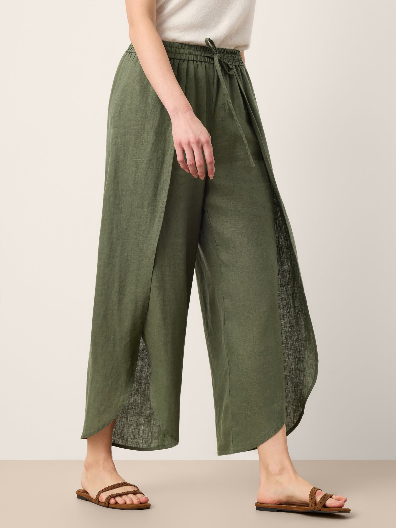 Linen Wide-Leg Drawstring Pants | Haven