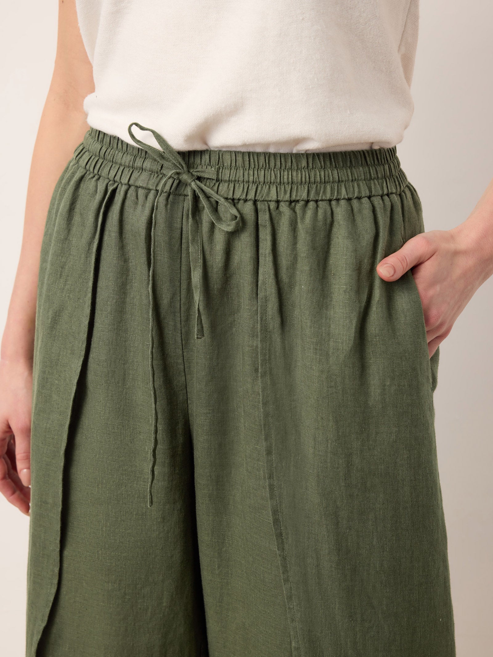 Linen Wide-Leg Drawstring Pants | Haven