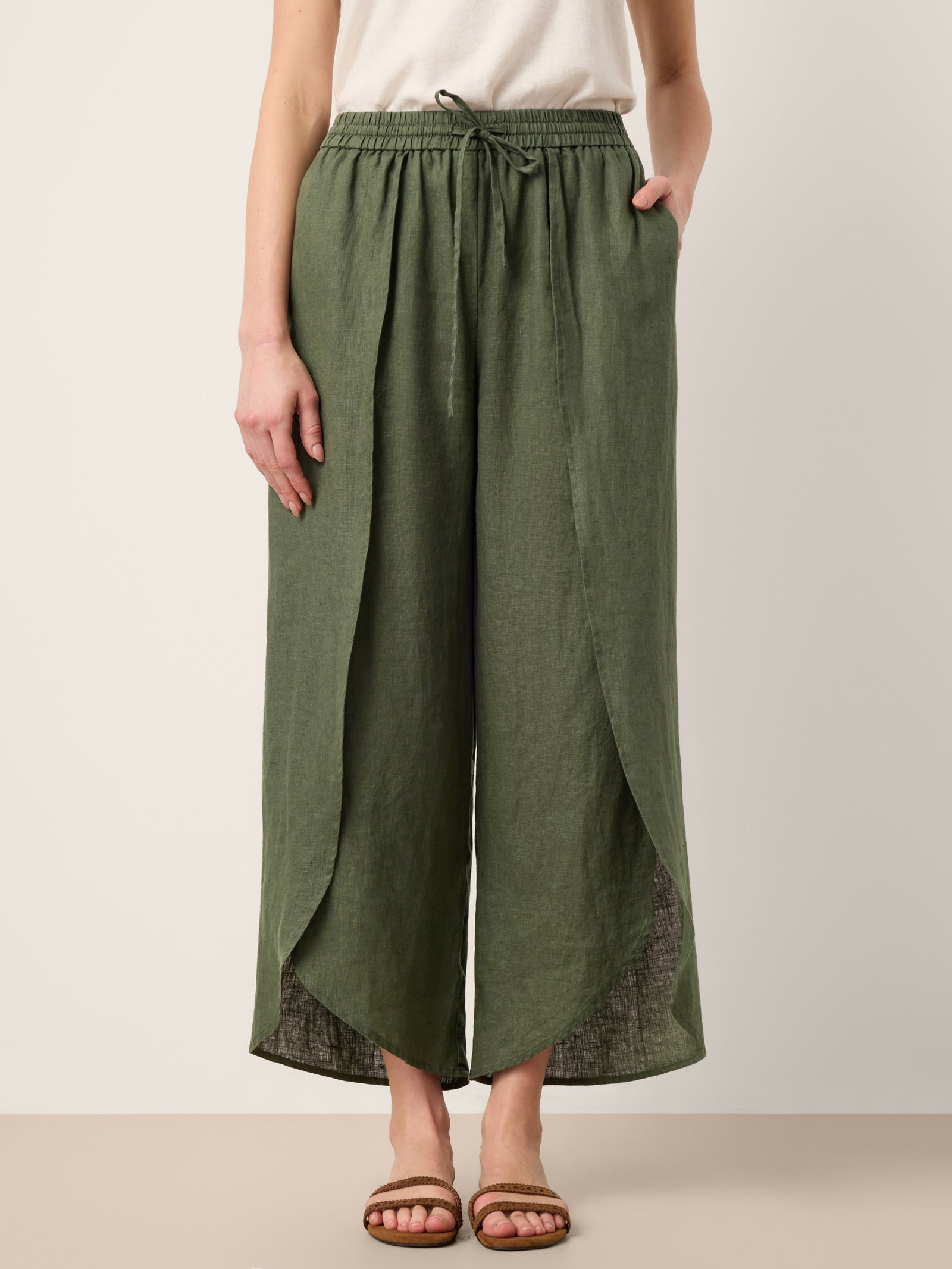 Linen Wide-Leg Drawstring Pants | Haven