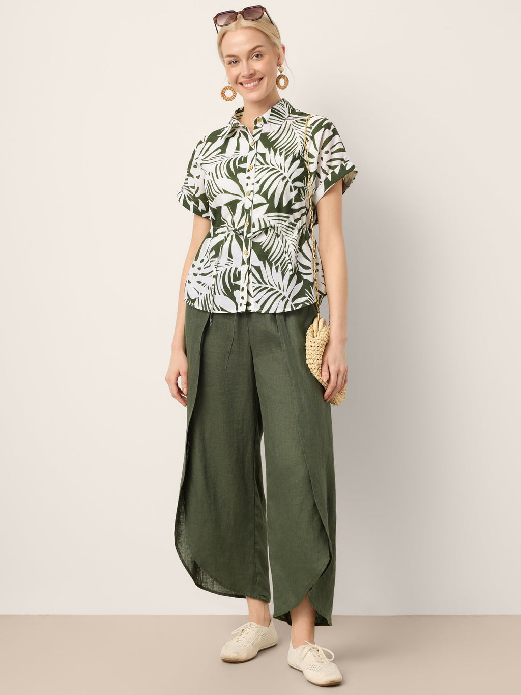Linen Wide-Leg Drawstring Pants | Haven