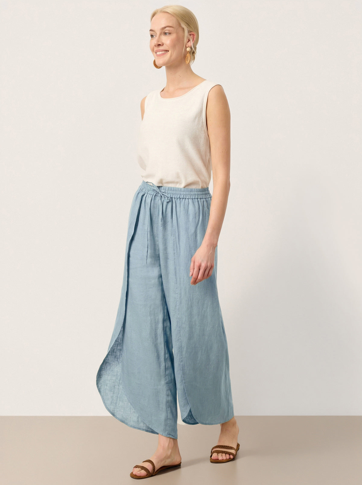 Linen Wide-Leg Drawstring Pants | Haven