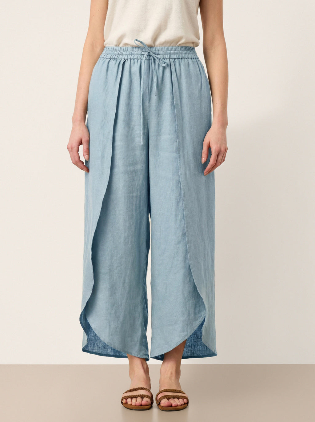 Linen Wide-Leg Drawstring Pants | Haven
