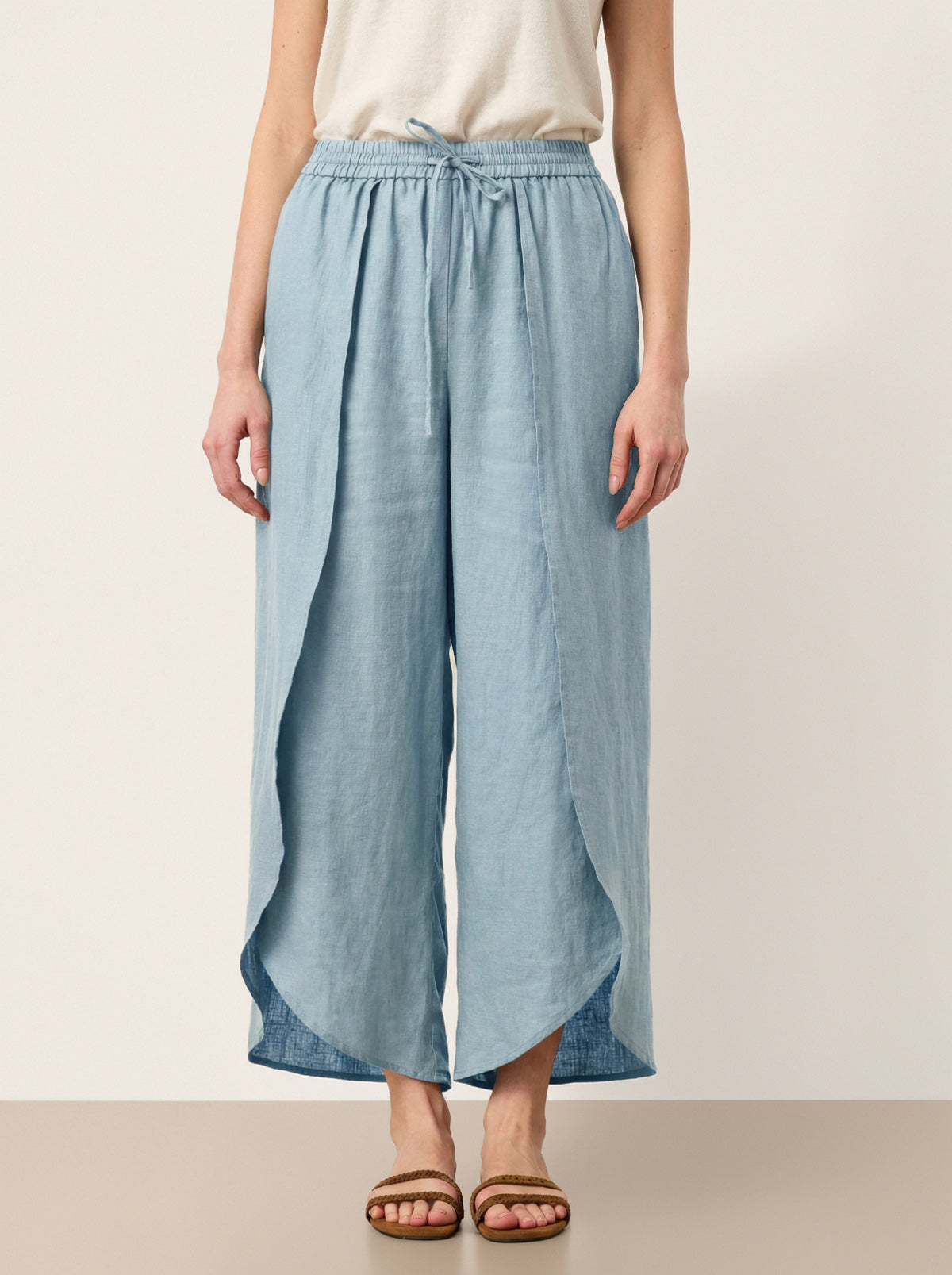Linen Wide-Leg Drawstring Pants | Haven