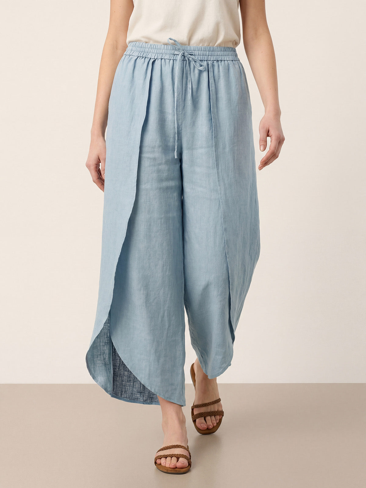 Linen Wide-Leg Drawstring Pants | Haven