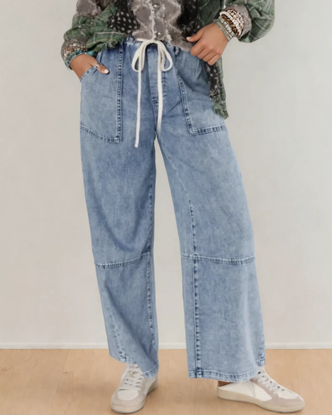 Celestine Acid Wash Barrel Jeans | Haven