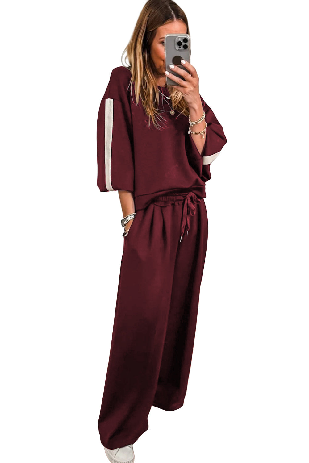 Phoebe Varsity Striped Pullover Sweatpants Set