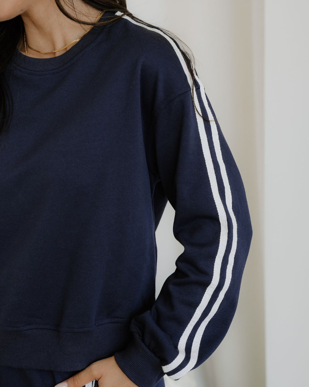 Varsity Pullover Wide Leg Pants Set – Blue