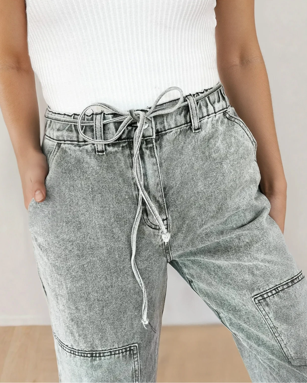 Shiloh Acid Wash Barrel Fit Denim Pants