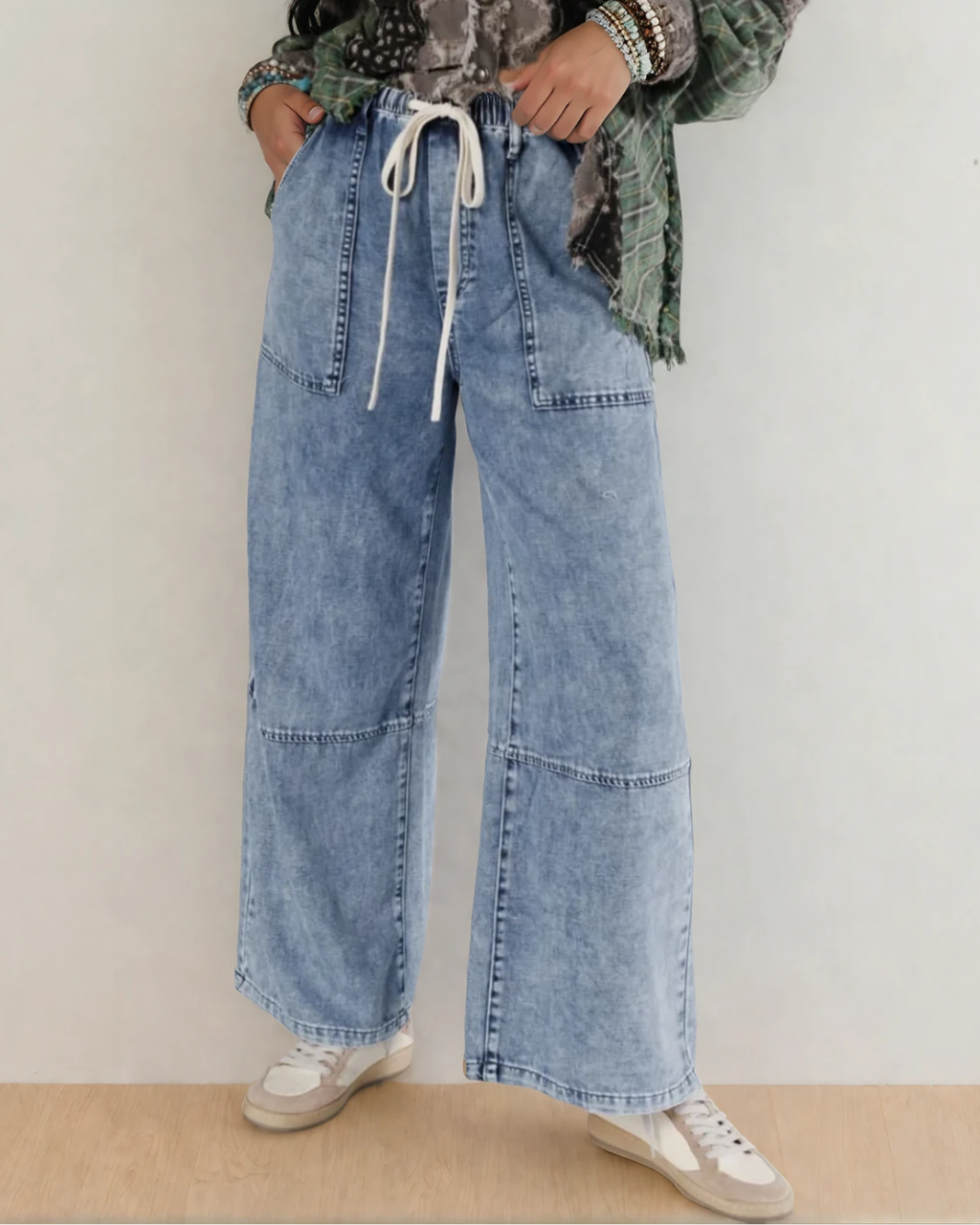 Celestine Acid Wash Barrel Jeans | Haven