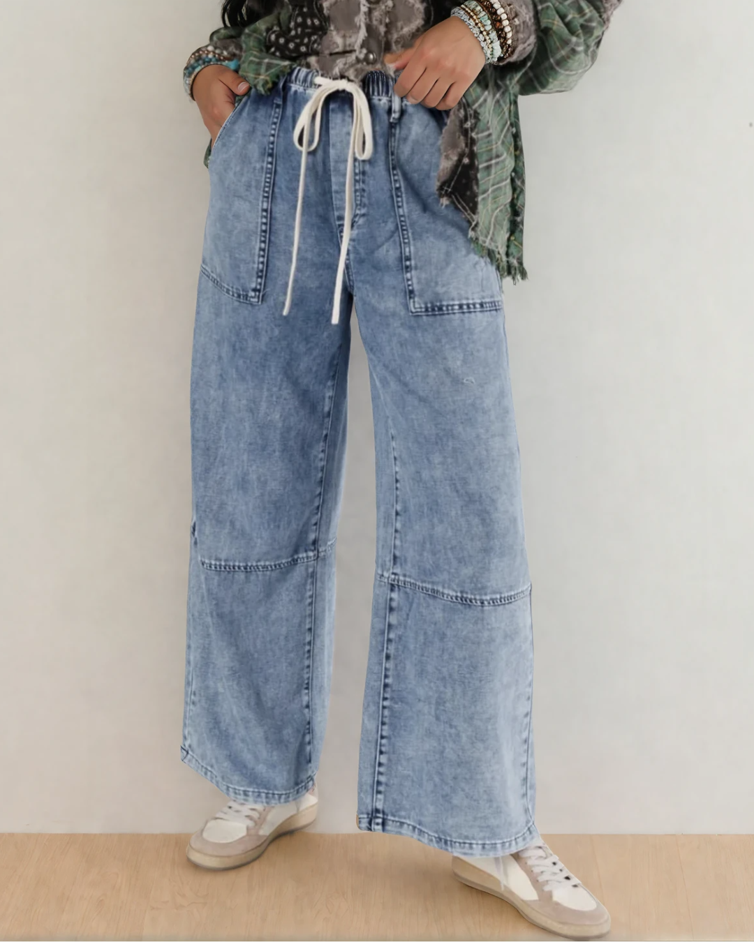 Celestine Acid Wash Barrel Jeans | Haven