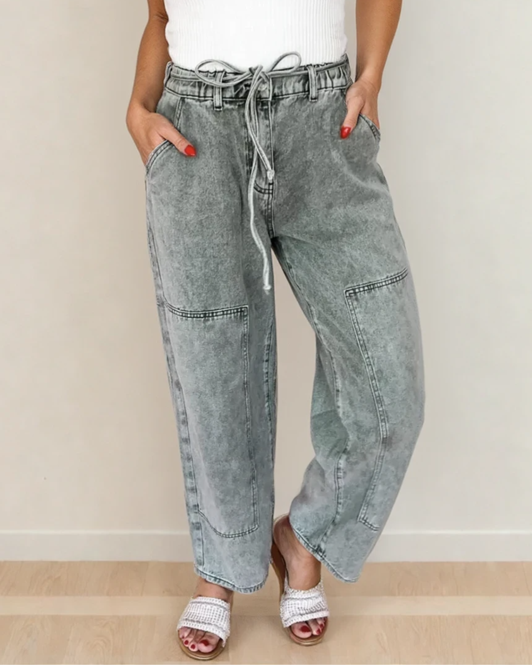Shiloh Acid Wash Barrel Fit Denim Pants