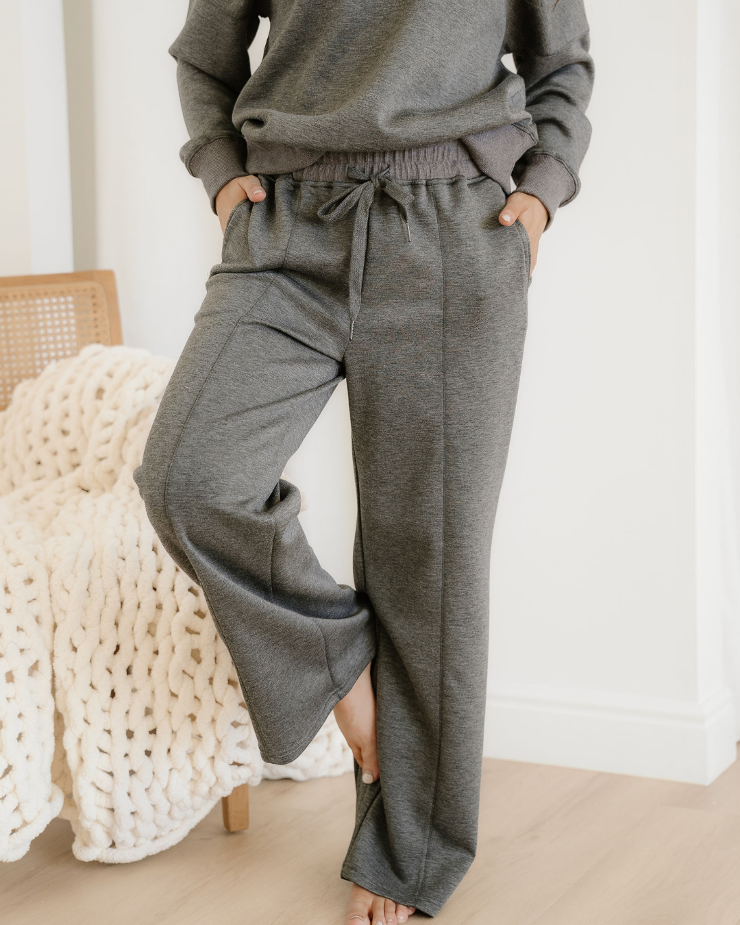 Sylvie Collared V-Neck Pullover Sweatpants Set