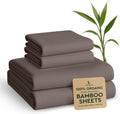 Luxury 100% Bamboo Viscose Twin Sheet Set - Super Soft Cooling - 4PC with Deep Pocket (Up to 16”) - Stone Grey