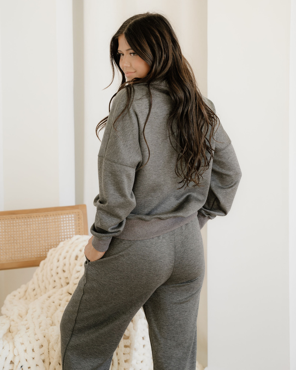 Sylvie Collared V-Neck Pullover Sweatpants Set