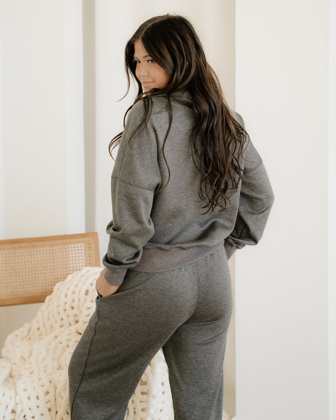 Sylvie Collared V-Neck Pullover Sweatpants Set