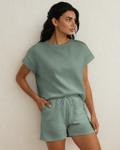 Astrid Textured Top & Shorts Set – Seafoam