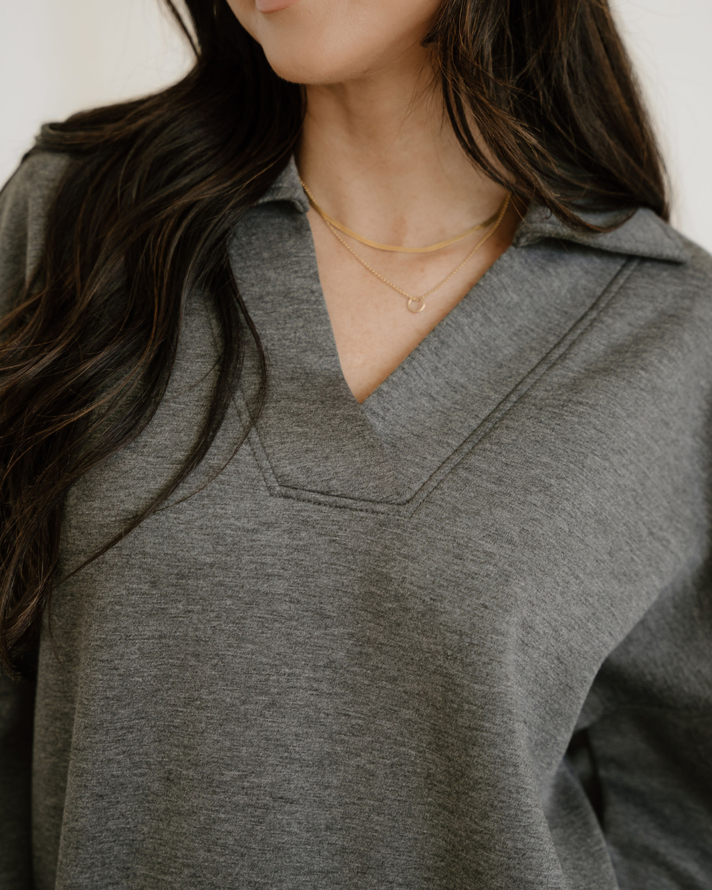 Sylvie Collared V-Neck Pullover Sweatpants Set