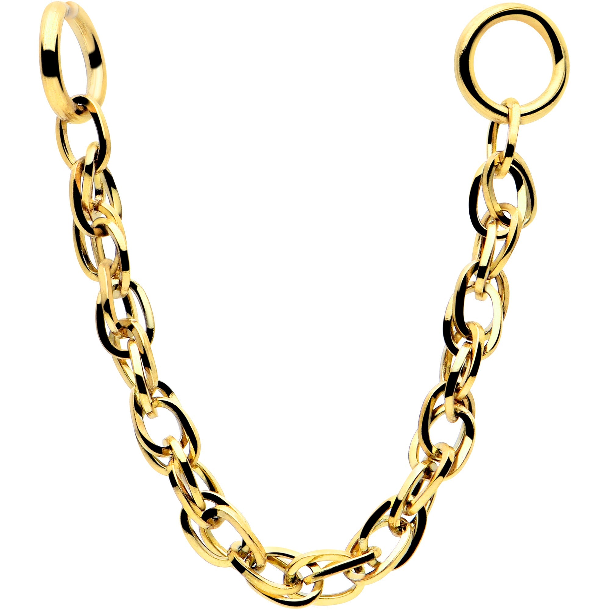 Gold Tone Flat Back Earring with Chain Links