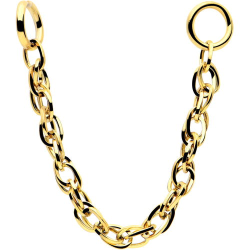 Gold Tone Flat Back Earring with Chain Links