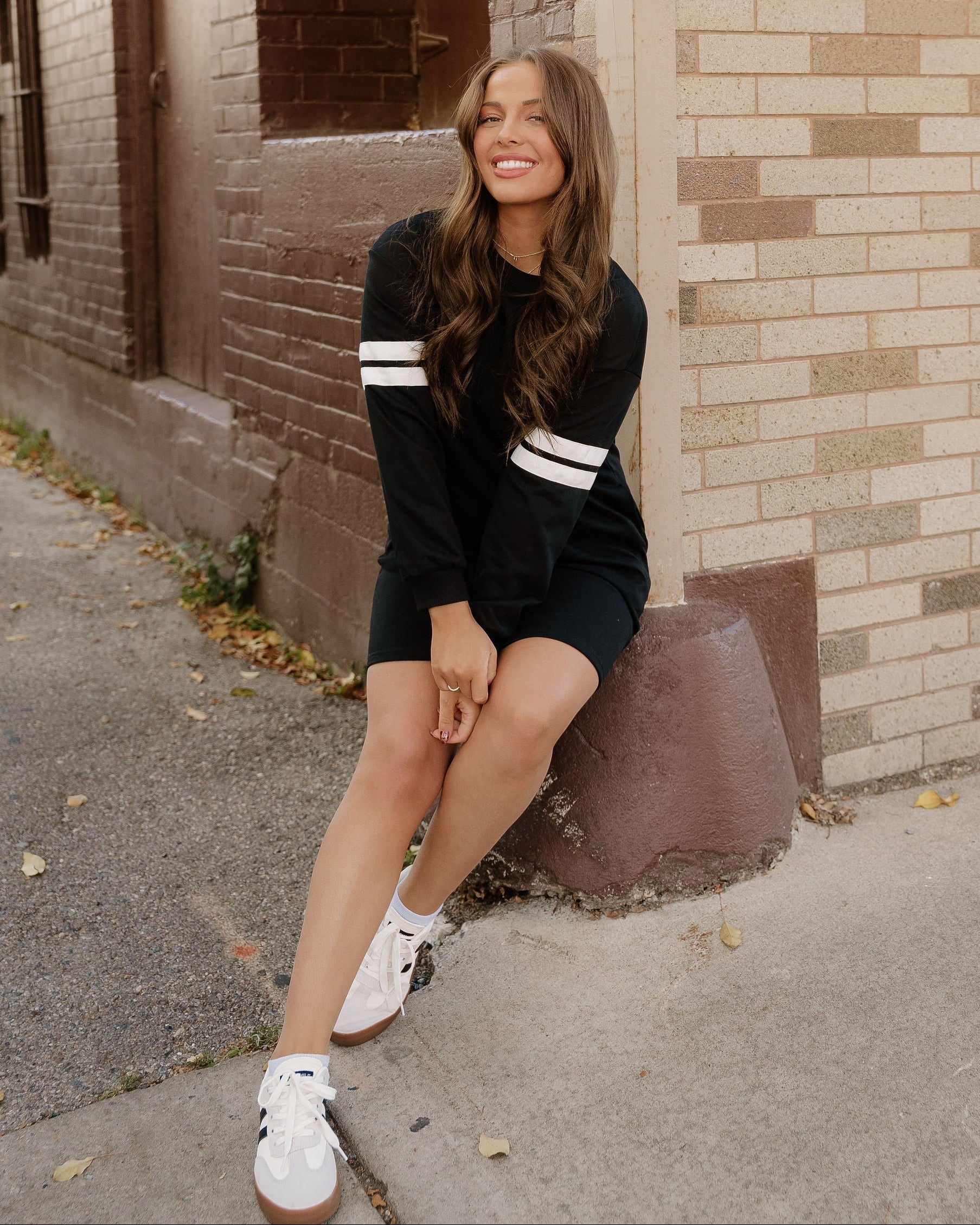 Varsity Sweater Dress Black | Haven