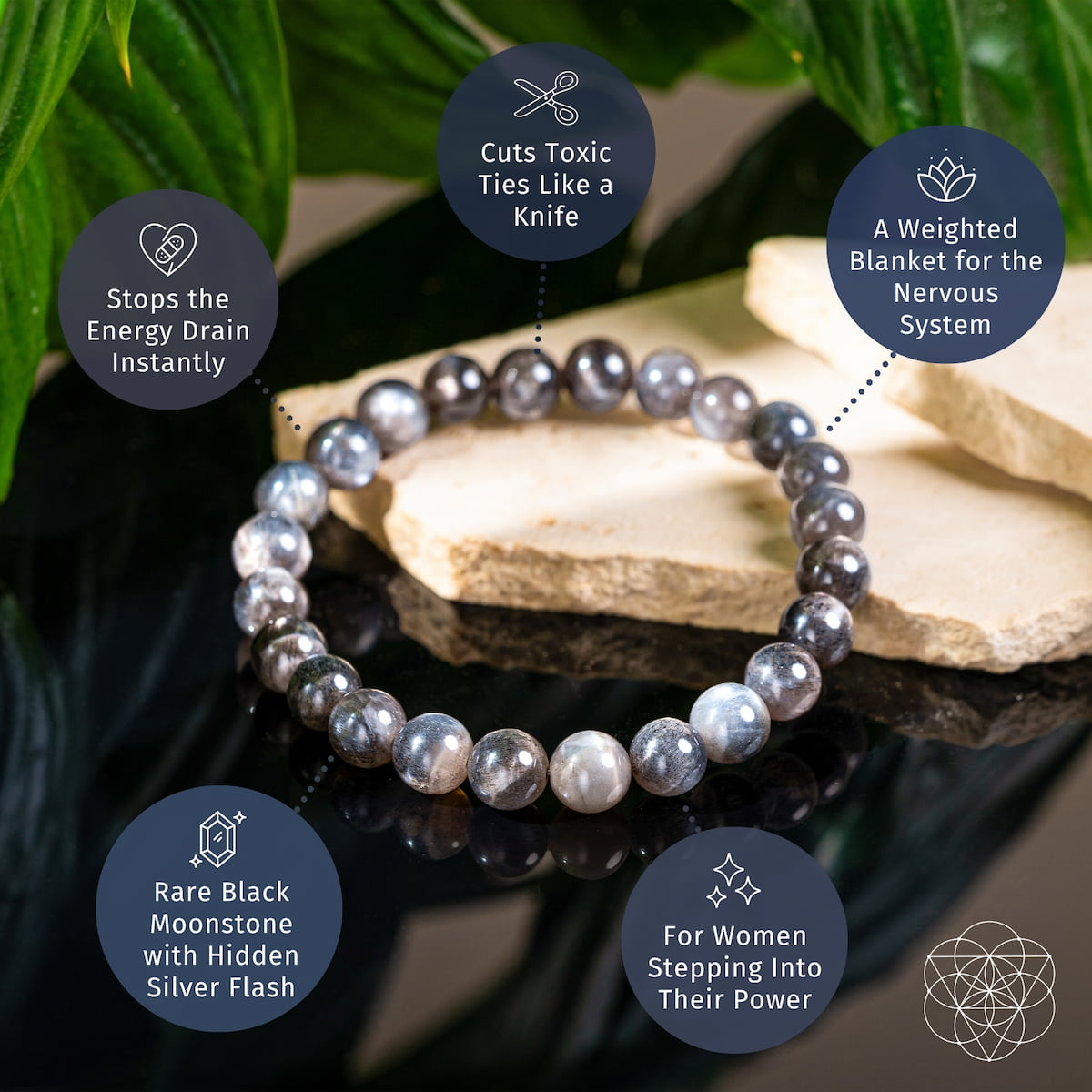 Black Moonstone Crystal Bracelet | Haven
