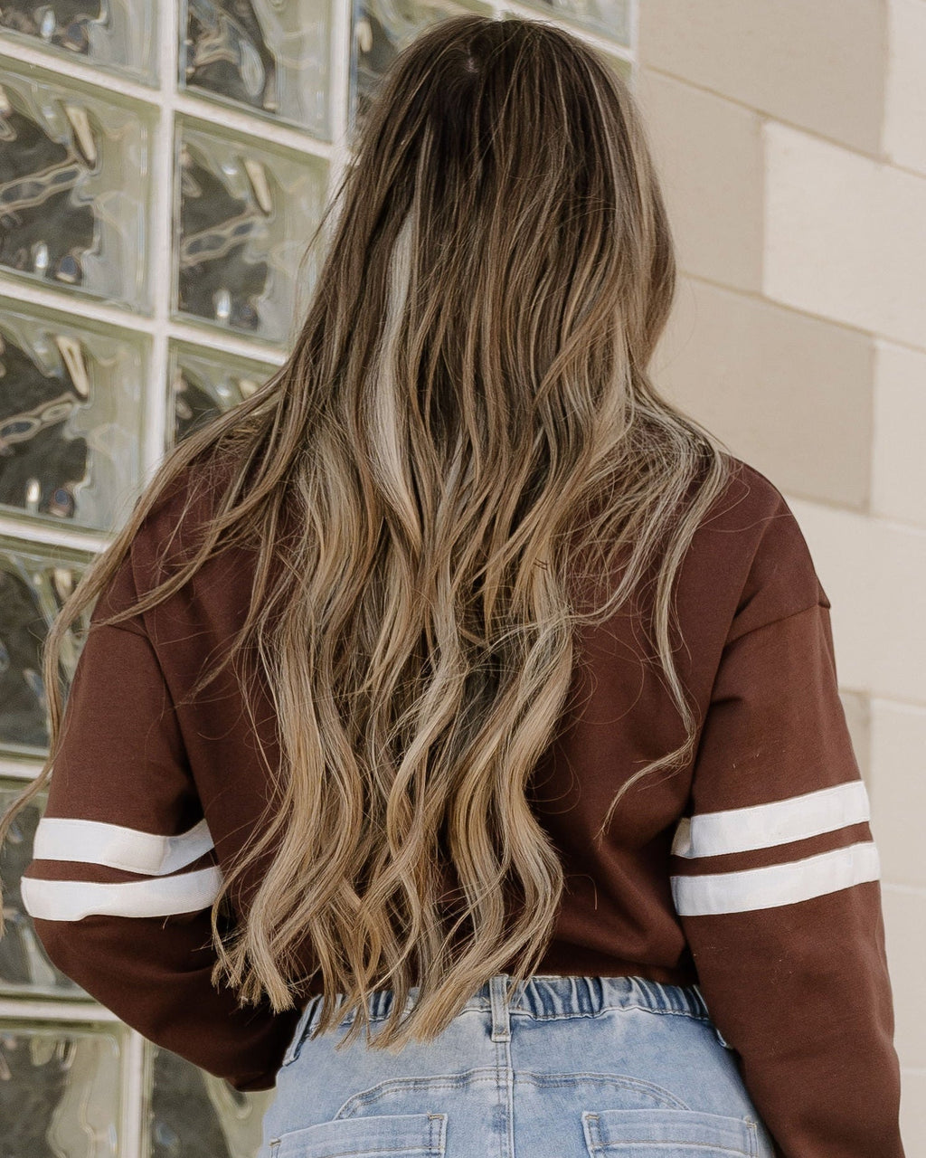 Varsity Striped Sleeve Loose Sweatshirt