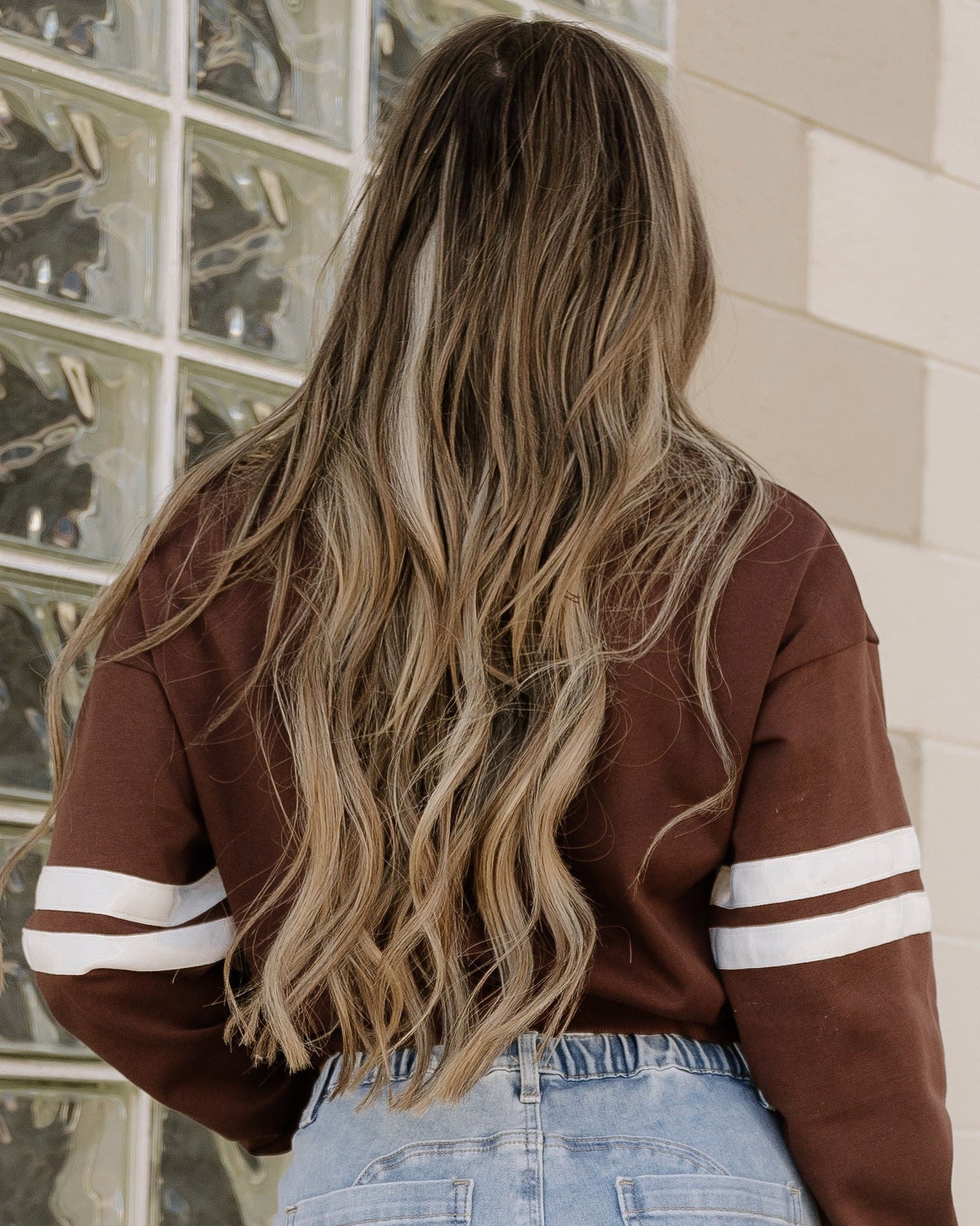 Varsity Striped Sleeve Loose Sweatshirt