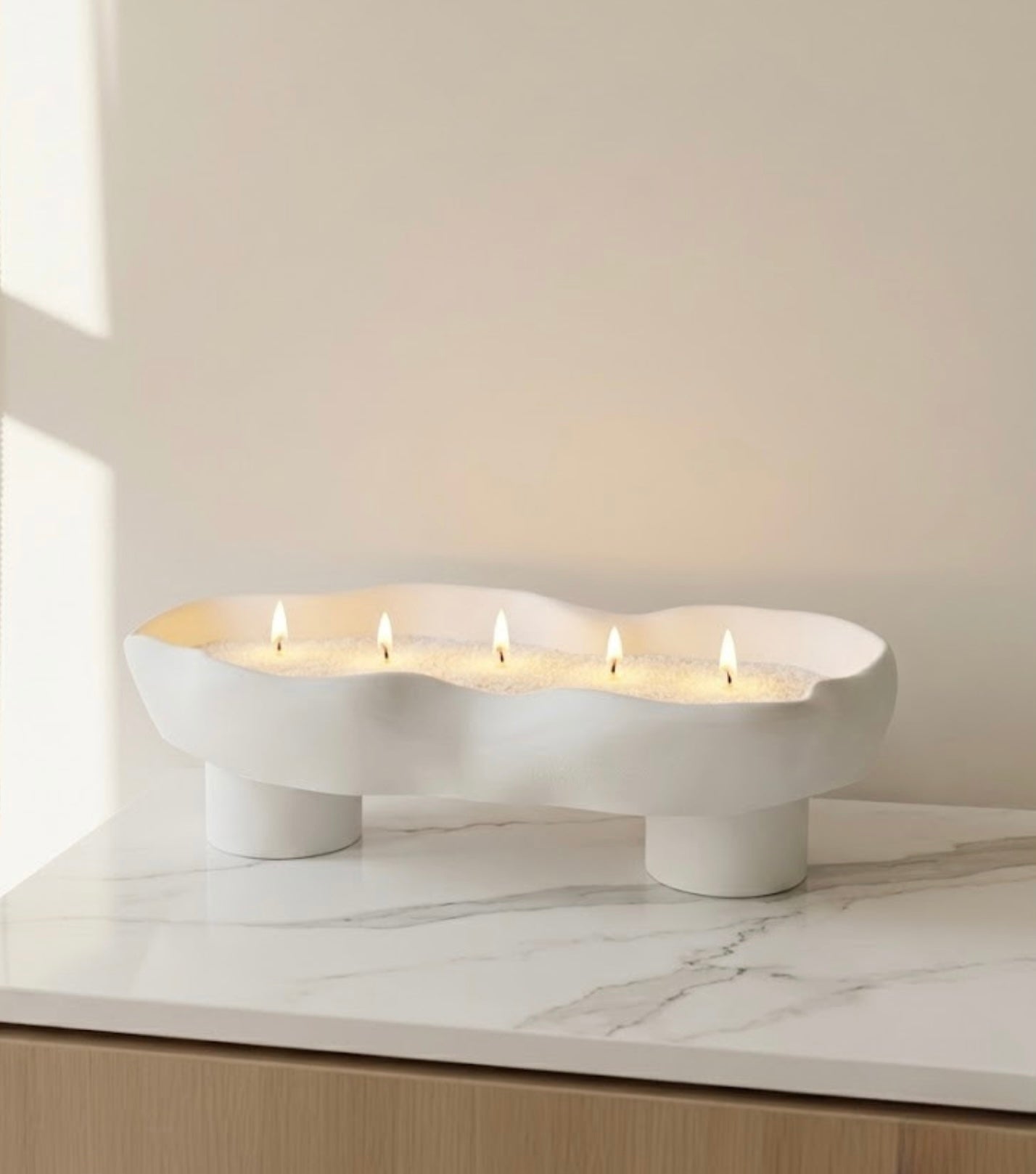 Scalloped Candle Tray – Refillable Wax Vessel