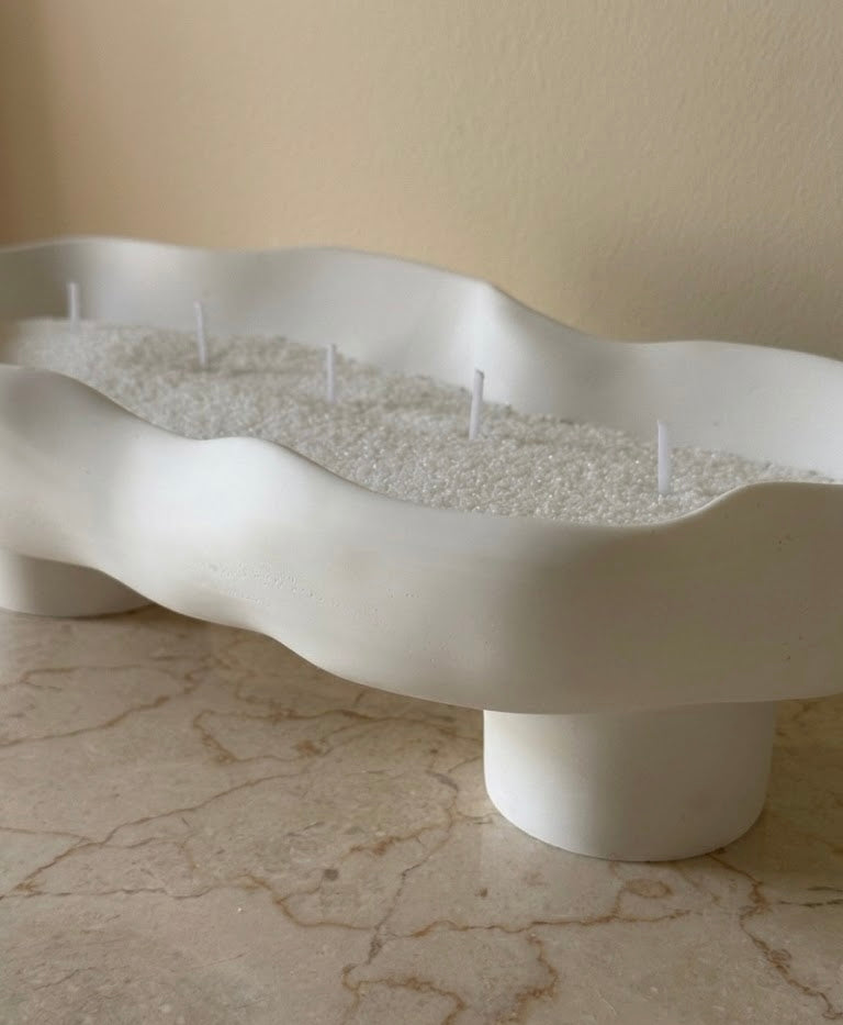 Scalloped Candle Tray – Refillable Wax Vessel