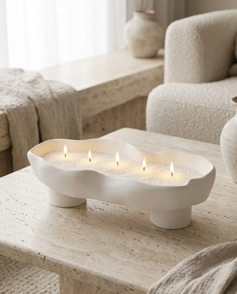 Scalloped Candle Tray – Refillable Wax Vessel