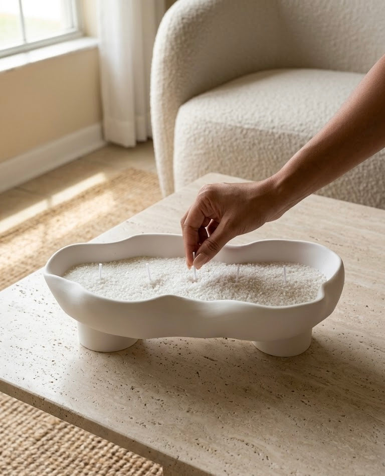Scalloped Candle Tray – Refillable Wax Vessel