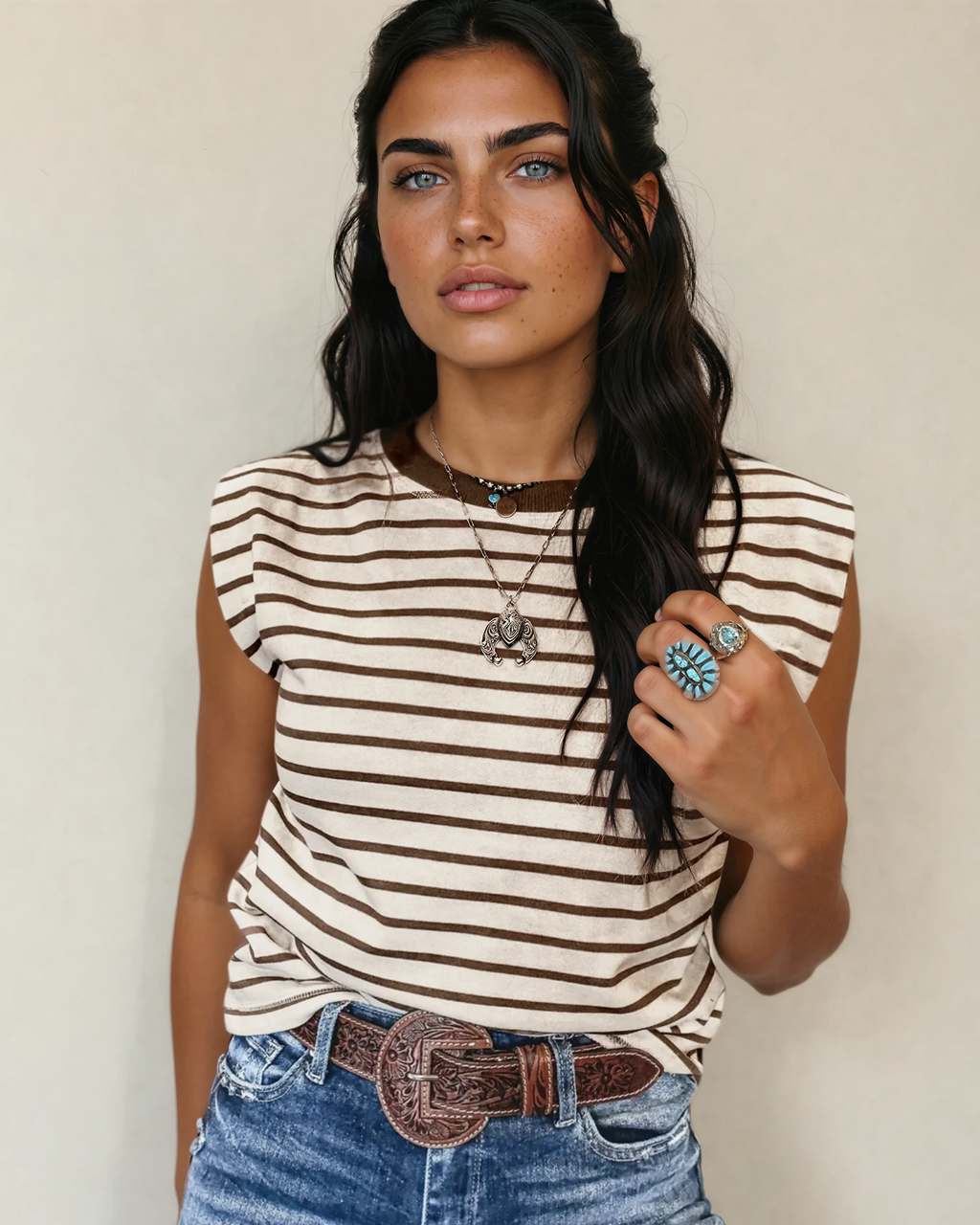 Serena Stripe Ribbed Loose Tank Top