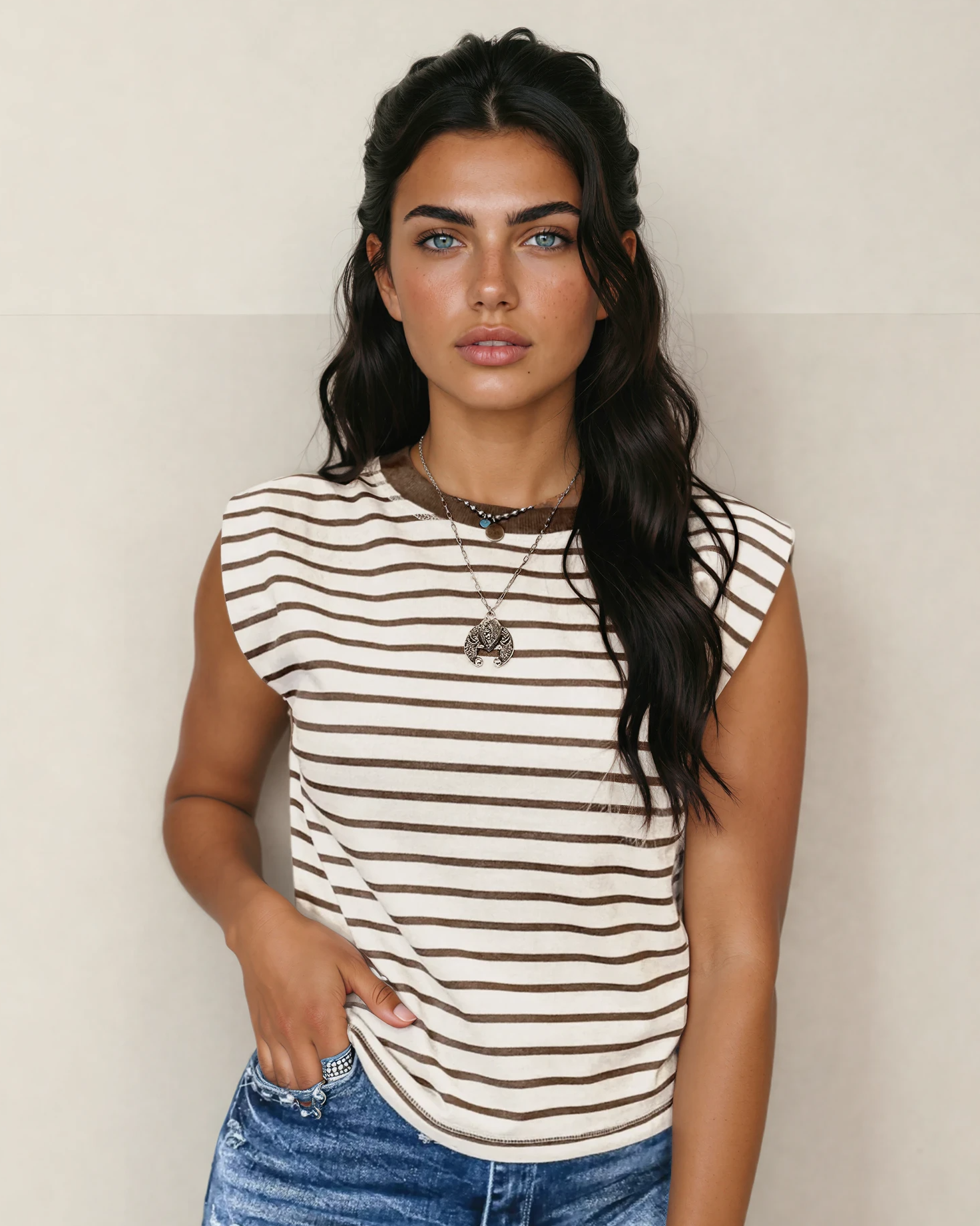 Serena Stripe Ribbed Loose Tank Top