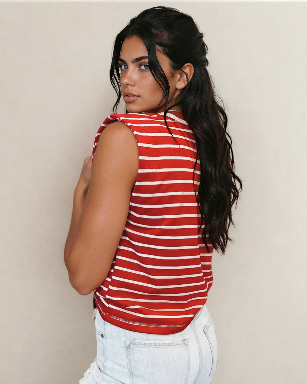 Serena Stripe Ribbed Loose Tank Top