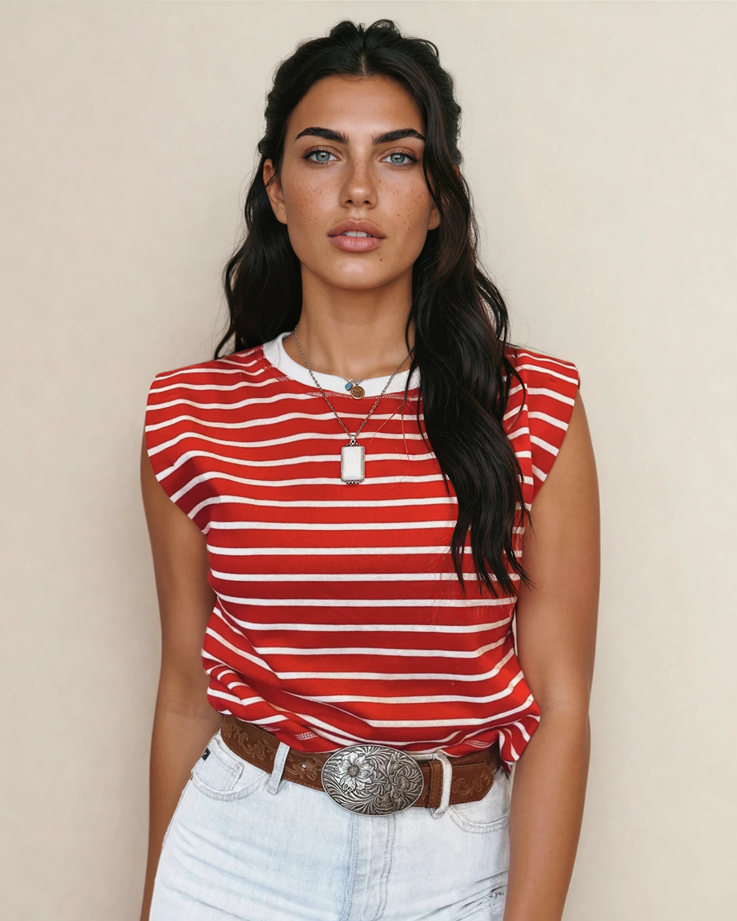 Serena Stripe Ribbed Loose Tank Top