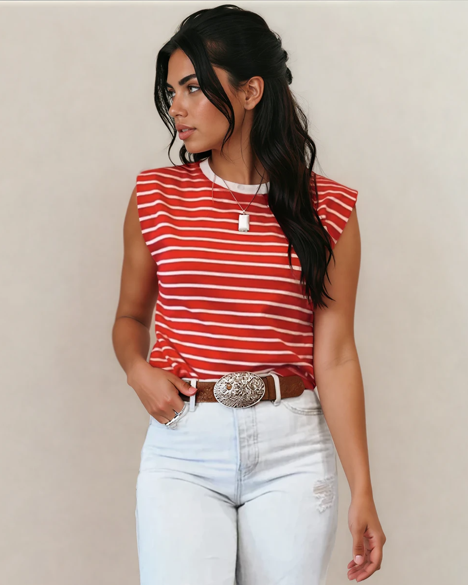 Serena Stripe Ribbed Loose Tank Top